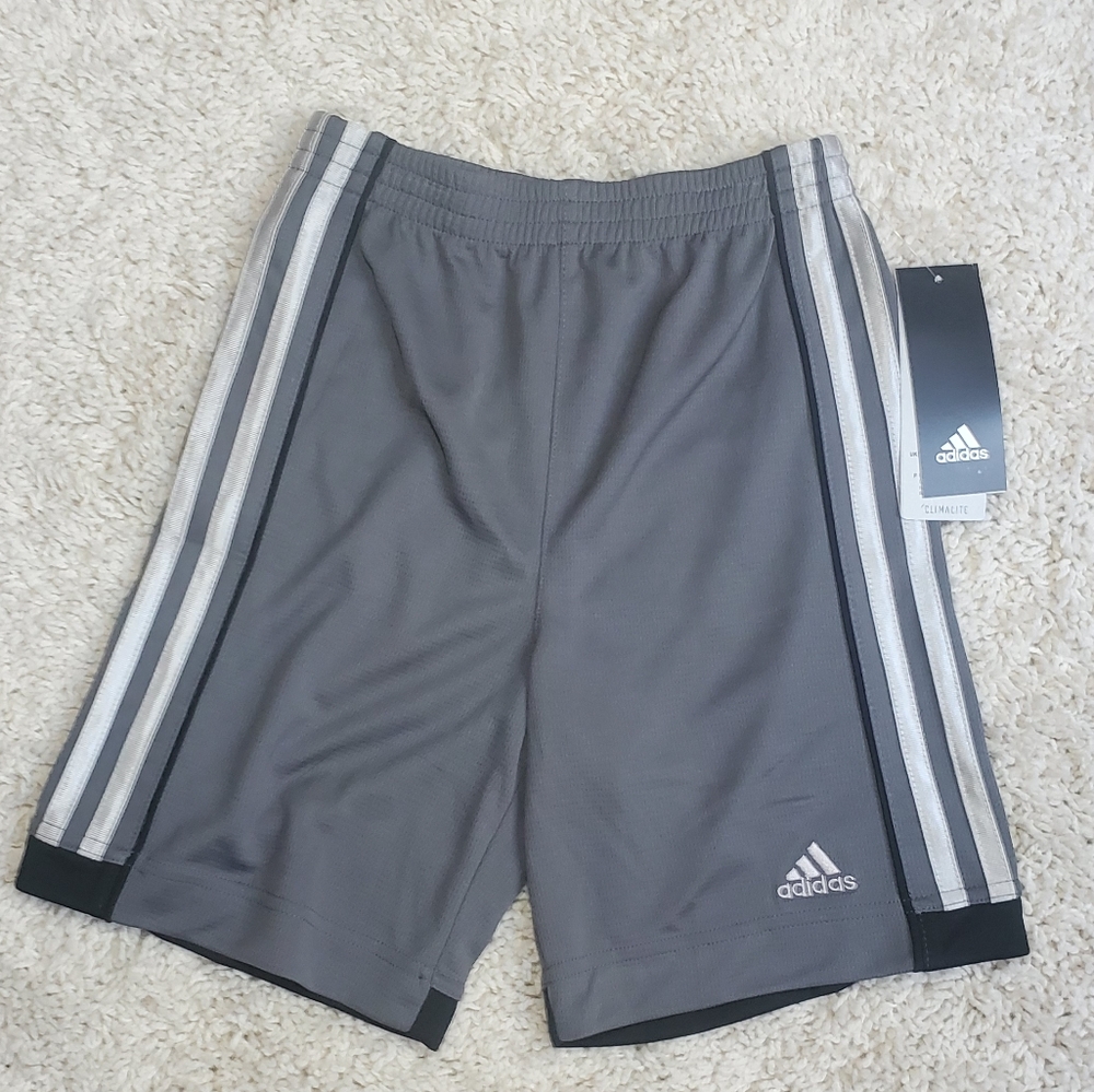 Adidas Boys' Sport Short Gray/White Size 6 NWT